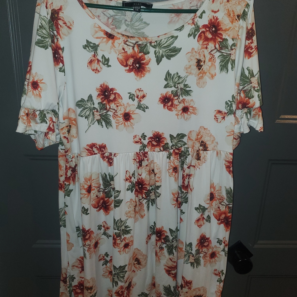 Vibe Floral Dress - White and Orange